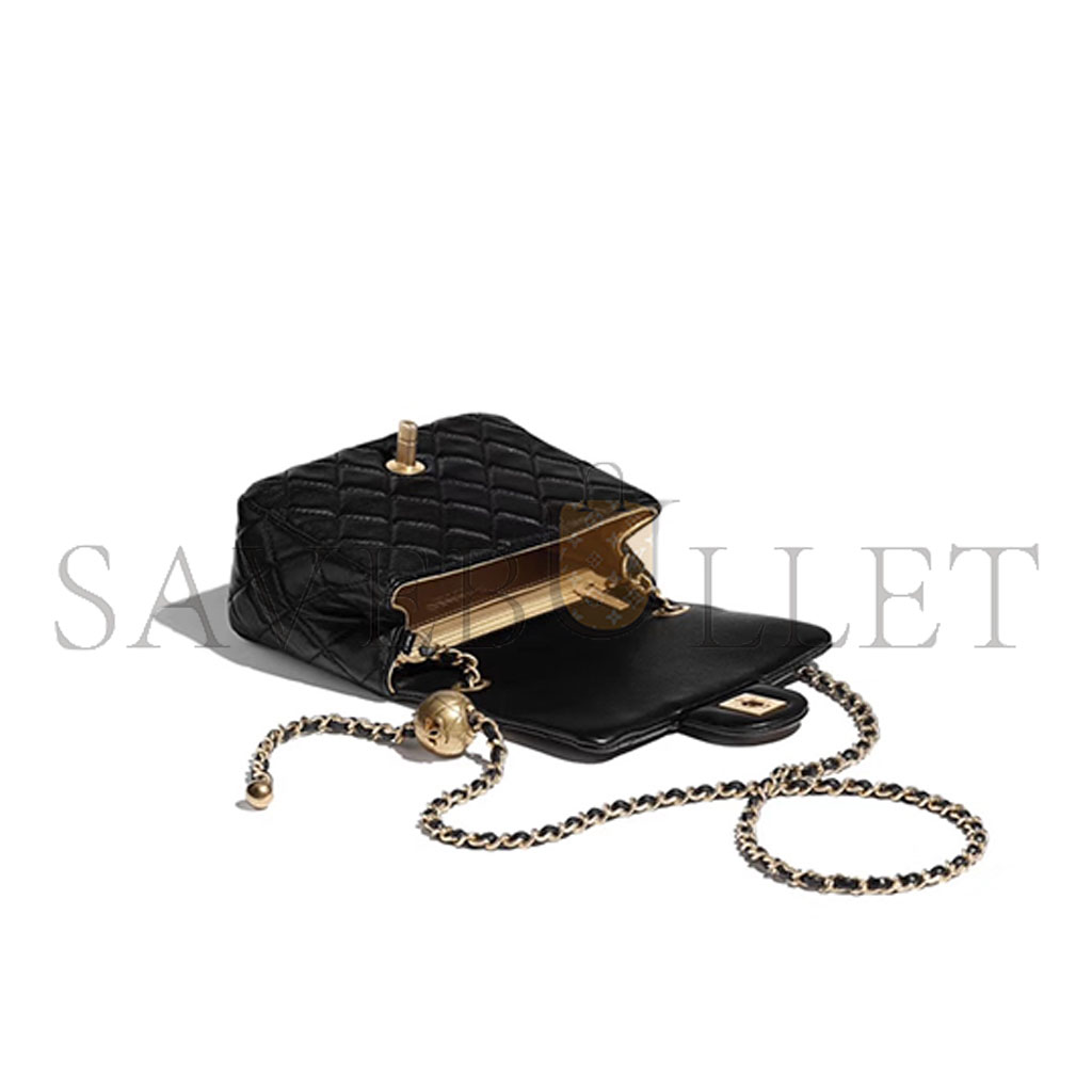 Ch*el master metal ball lambskin flap bag as1786 (18*13*7cm)